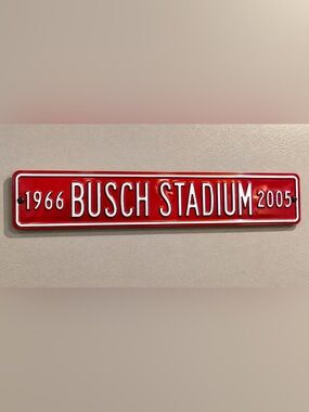 Busch Stadium Red Metal Sign